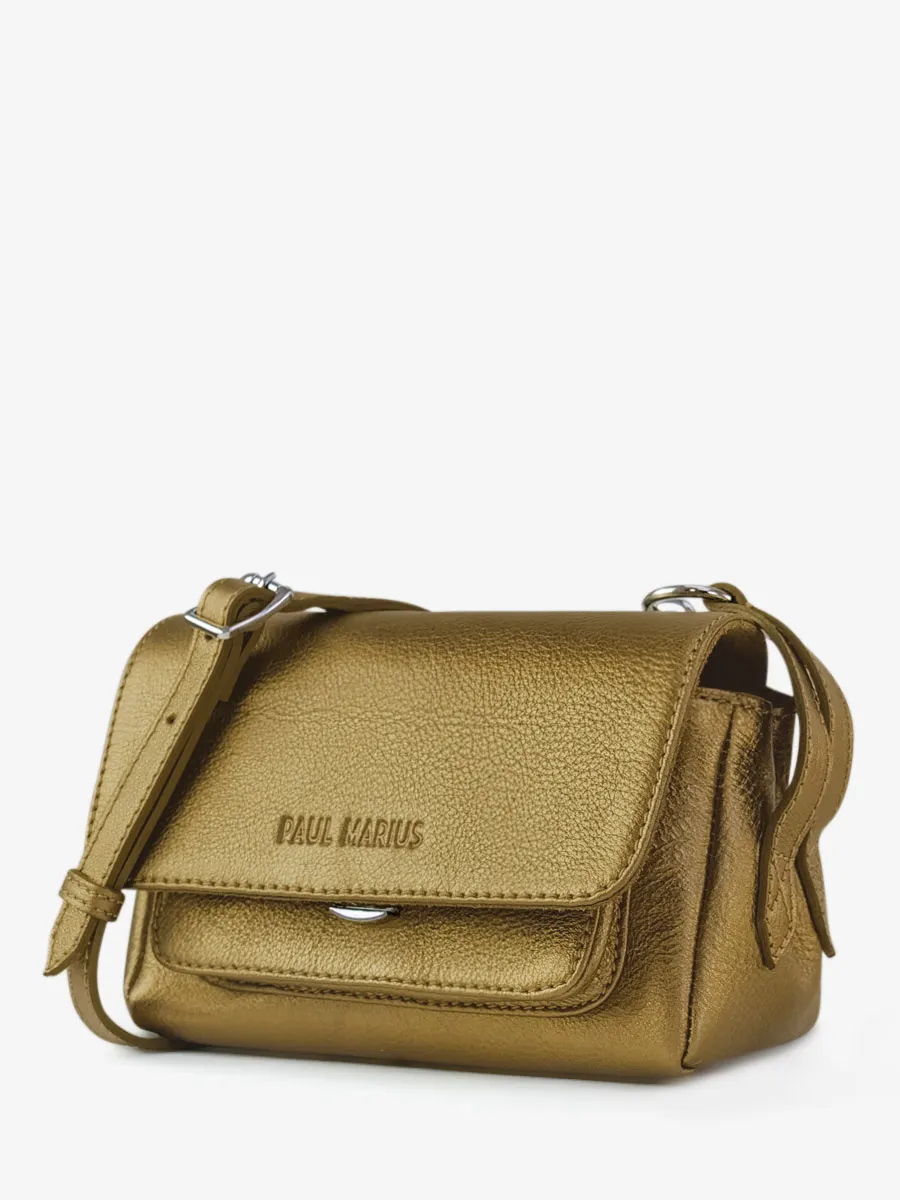 Gold Metallic Leather Mini Cross-body Bag for Women - Diane XS Bronze | PAUL MARIUS