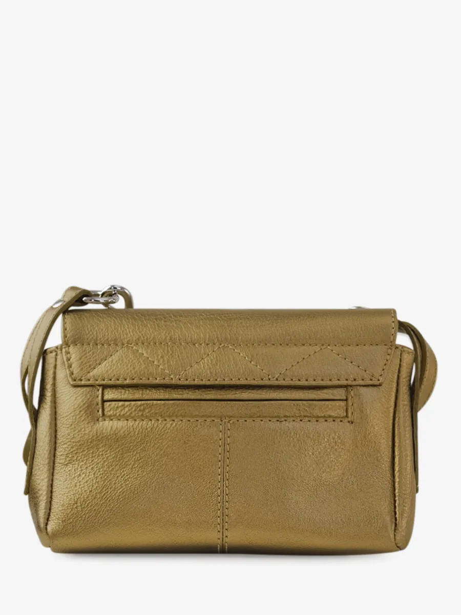 Gold Metallic Leather Mini Cross-body Bag for Women - Diane XS Bronze | PAUL MARIUS