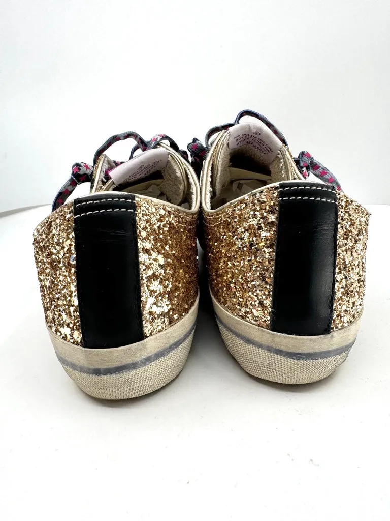 GOLDEN GOOSE V STAR 2 LTD GOLD GLITTER SNEAKERS