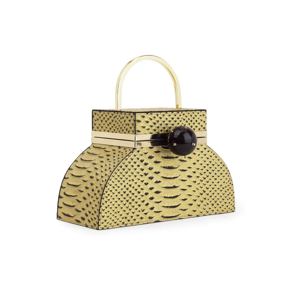 --Hailey gold embossed snake bag-