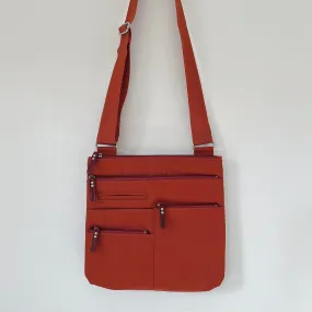 Highway | Nico Multi-Pocket Cross Body Shoulder Bag in Terracotta x Red | Small