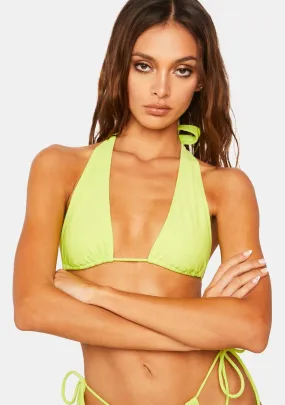 Jackfruit Green Cerry Bikini Top-