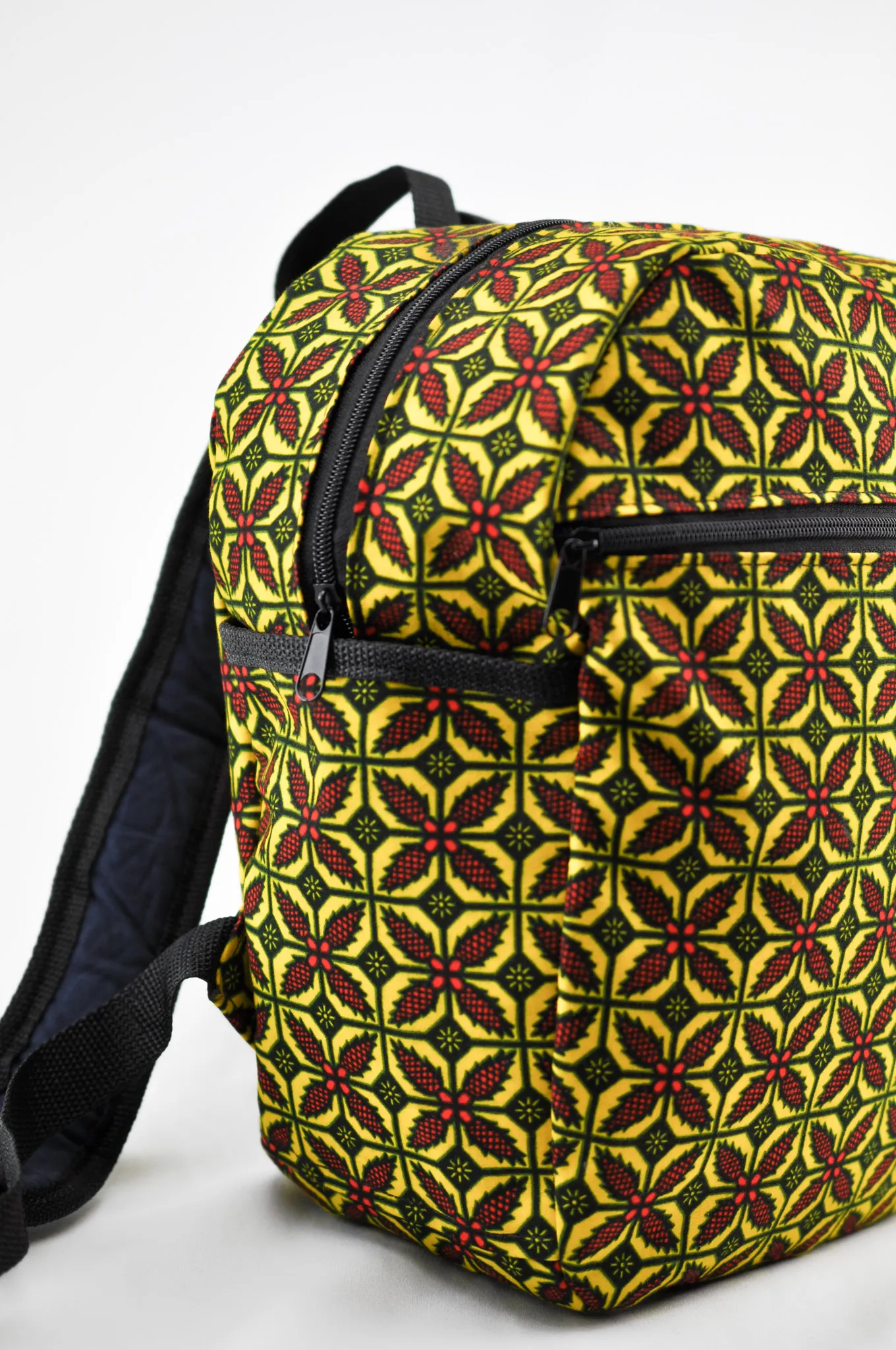 Jackie Yellow and Red Ankara Print Backpack -