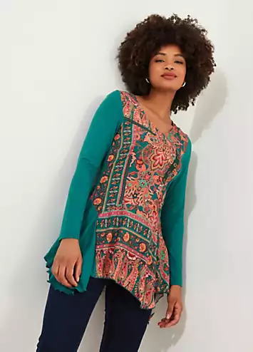 Joe Browns Handkerchief Hem Printed Jersey Tunic Top | Grattan