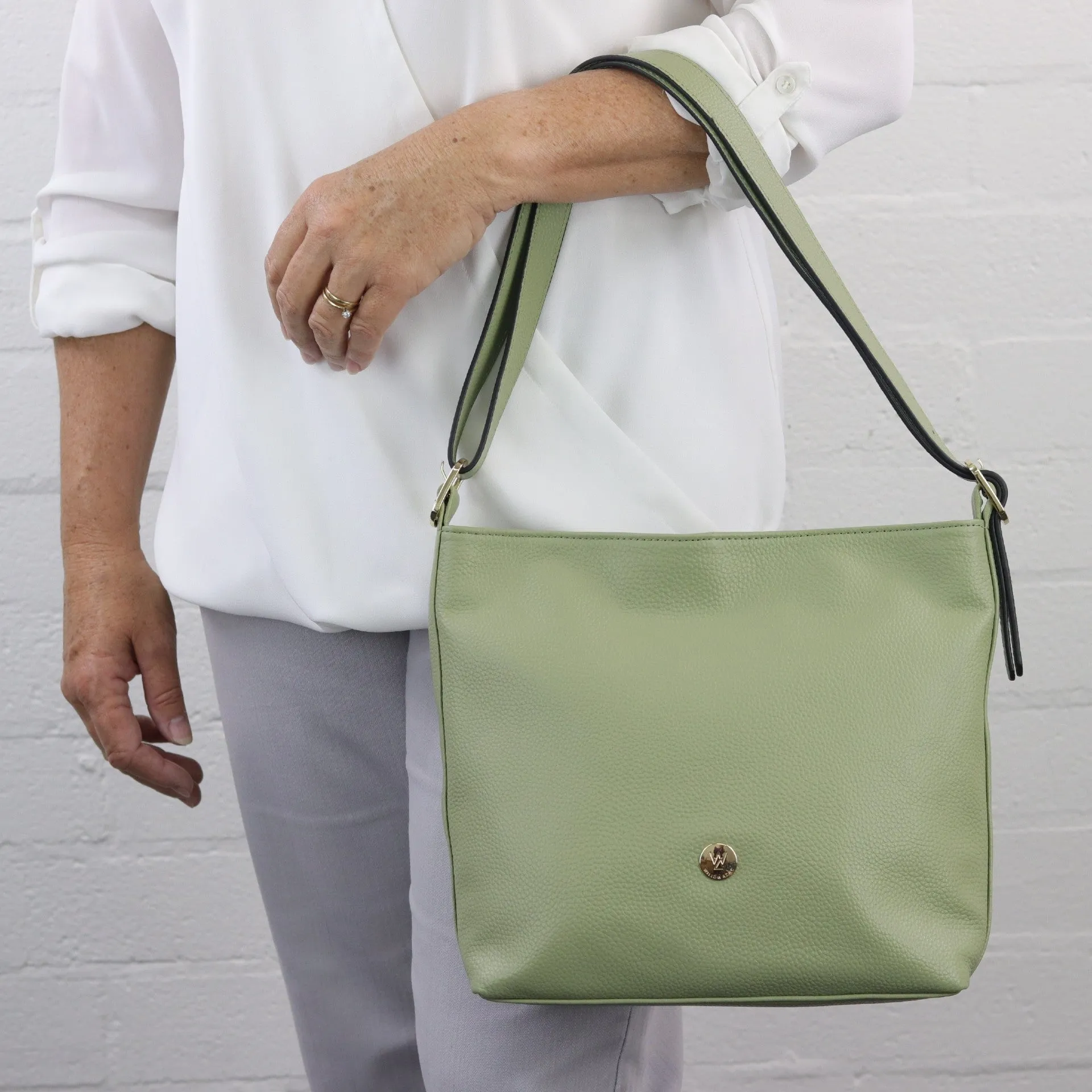 Julie sage leather shoulder bag DISCONTINUED COLOUR