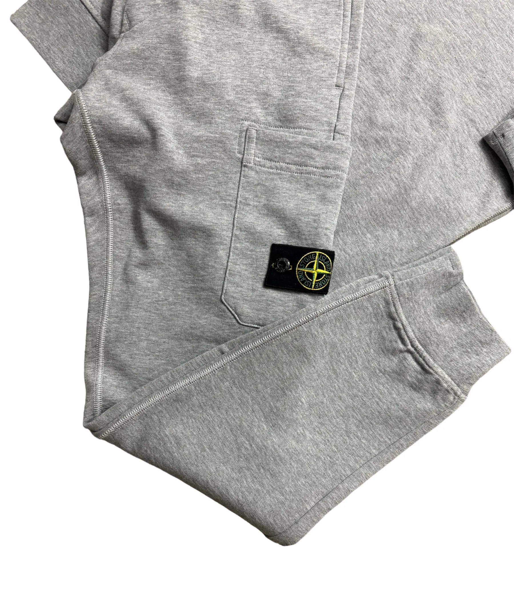 KIDS STONE ISLAND COTTON LOGO FULL TRACKSUIT - GREY