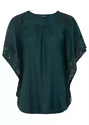 Lace Sleeve Tunic in Recycled Polyester by bonprix | Look Again