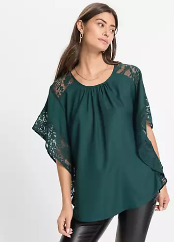 Lace Sleeve Tunic in Recycled Polyester by bonprix | Look Again