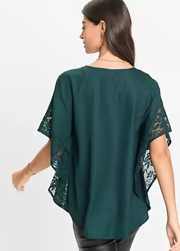 Lace Sleeve Tunic in Recycled Polyester by bonprix | Look Again