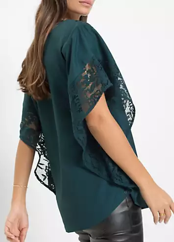 Lace Sleeve Tunic in Recycled Polyester by bonprix | Look Again