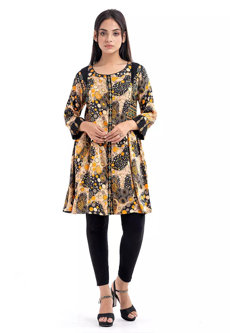 Le Reve Le Reve Black Printed Patterned Tunic