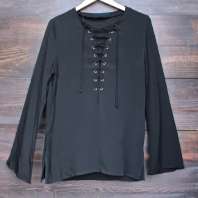 Life Oversized Front-Tie Tunic in Black