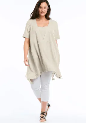 Linen-Blend Hanky Hem Tunic