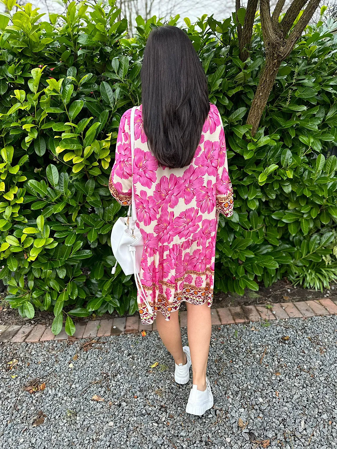 Lipstick Pink Vibrant Floral Tunic Charlotte