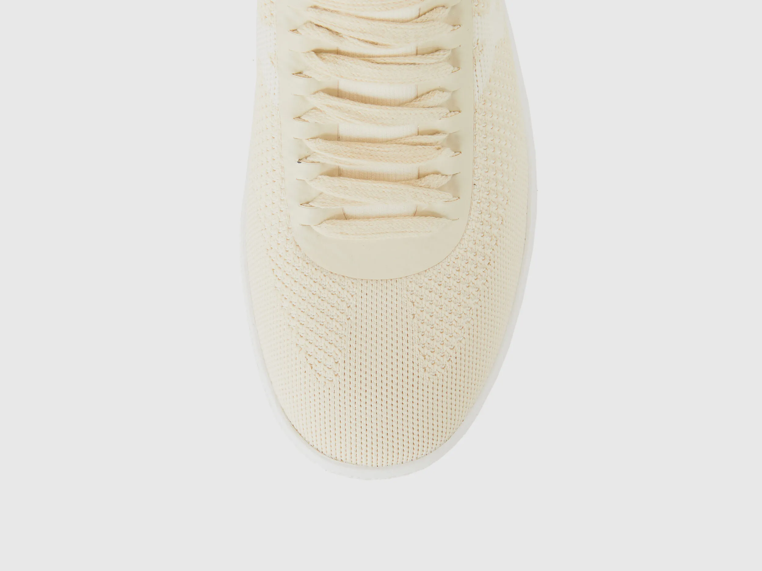 Low-top sneakers in cream and beige - Creamy White | Benetton