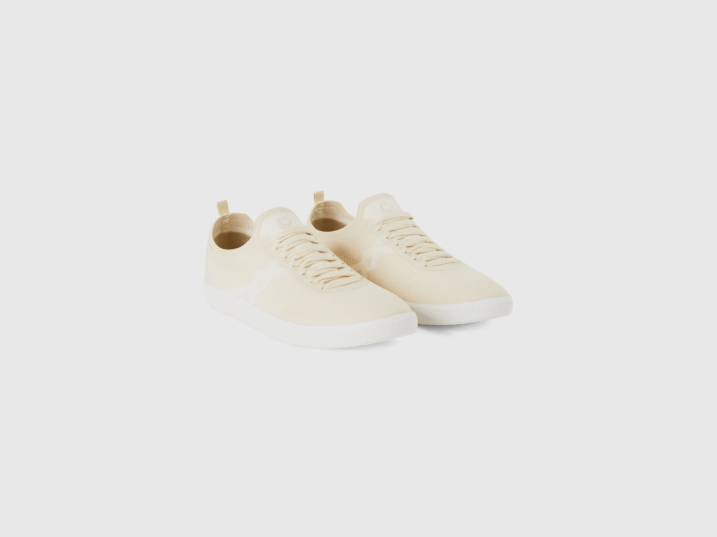 Low-top sneakers in cream and beige - Creamy White | Benetton