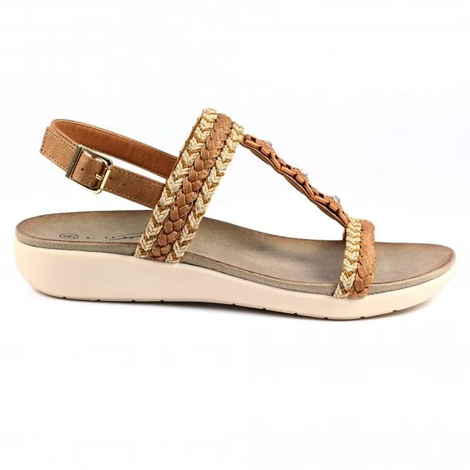 Lunar  Womens Sidcup Tan T-Bar Sandals JLH399 TN