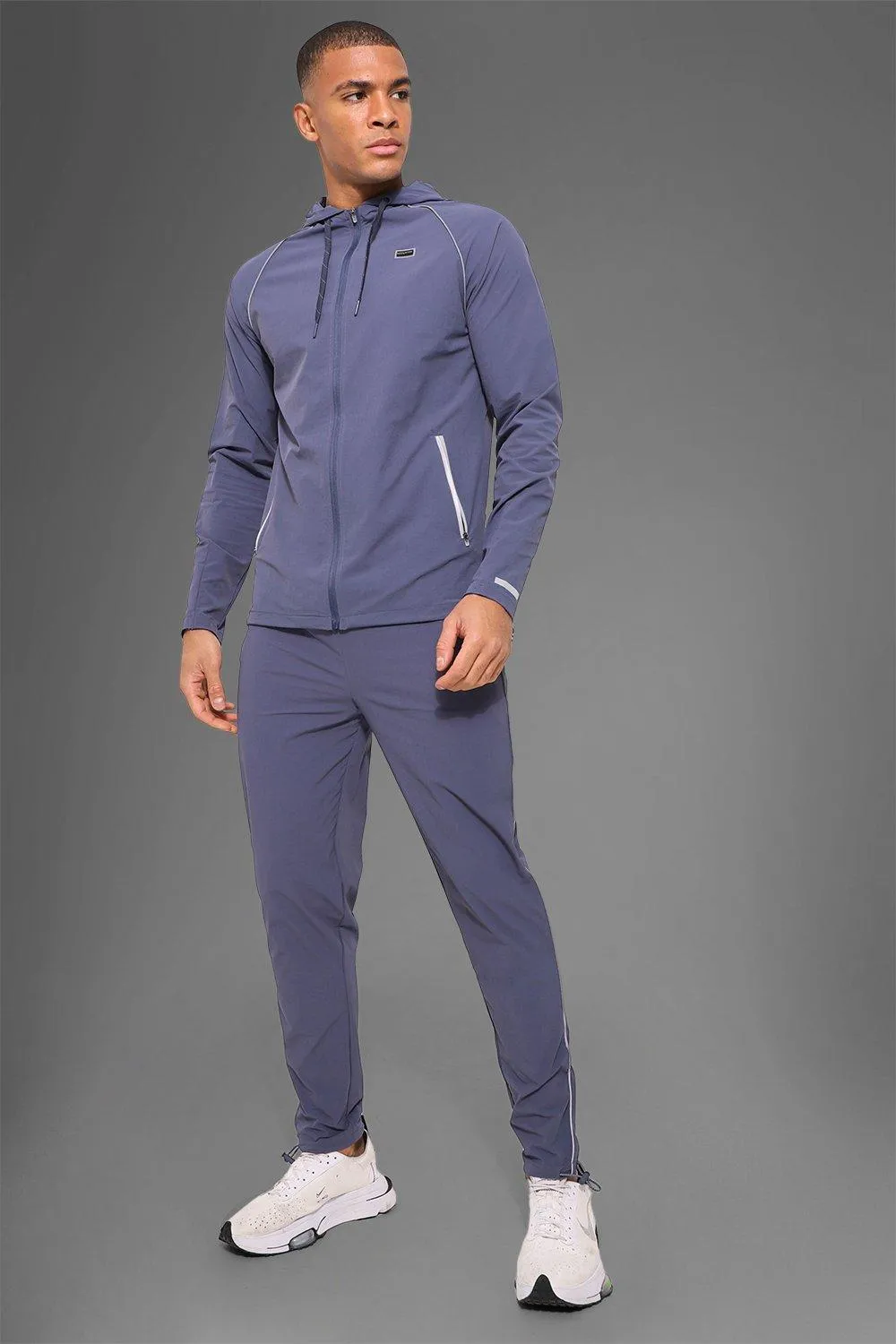 Man Active Gym Nylon Tech Hooded Tracksuit | boohooMAN UK