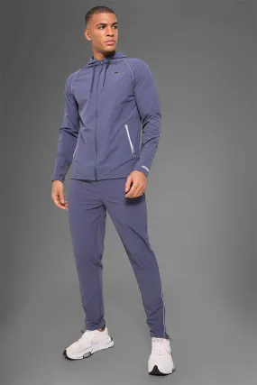 Man Active Gym Nylon Tech Hooded Tracksuit | boohooMAN UK