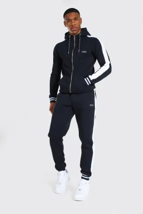 Man Muscle Fit Tracksuit With Sports Rib | boohooMAN UK