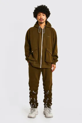 Man Toggle Zip Through Hooded Tracksuit | boohooMAN UK