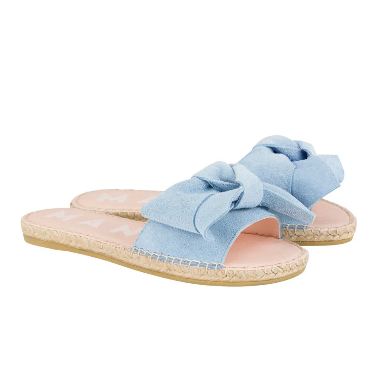 Manebi   Sandals With Bow Hamptons Placid Blue Suede