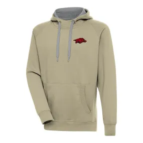 Men's Antigua Khaki Arkansas Razorbacks Victory Pullover Hoodie