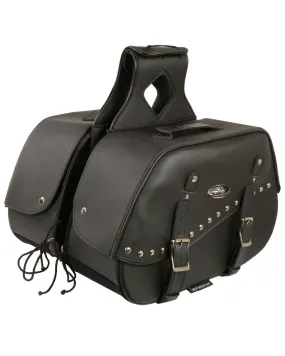 Milwaukee Leather Zip-Off Two Buckle Extended Lid Studded Throw Over Saddle Bag