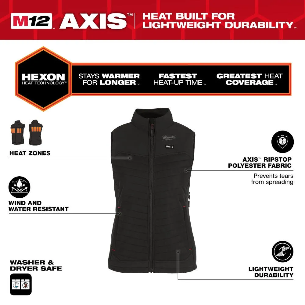 Milwaukee Tools M12 Women's Heated Axis Vest Black, Bare F300B