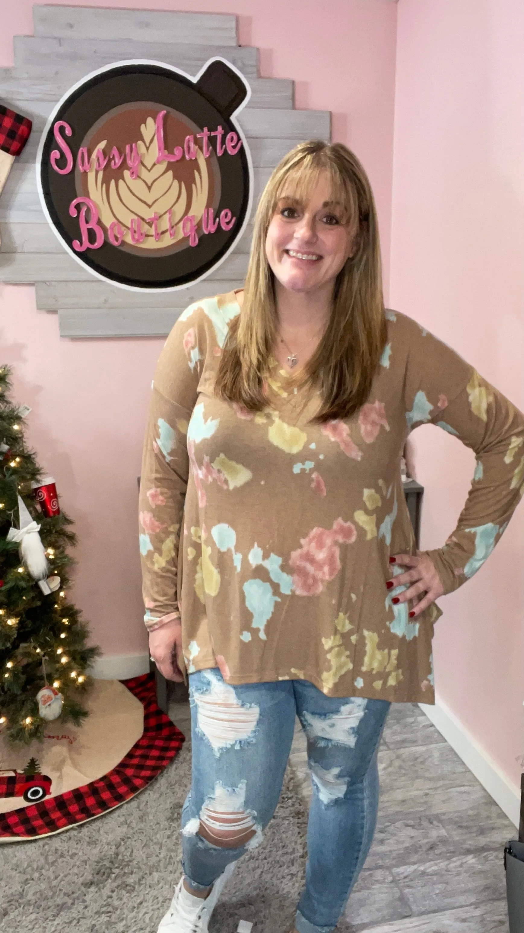 Mocha Tie Dye Sharkbite Tunic