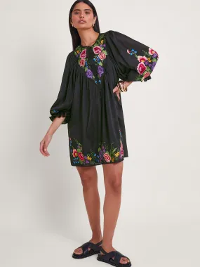 Monsoon Winny Embroidered Tunic Dress - Black