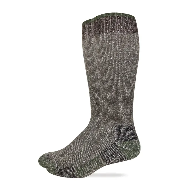 Muck Boot Company Men's Heavyweight Merino Wool Over-the-Calf Boot Socks - Brown/Green - 2-Pack