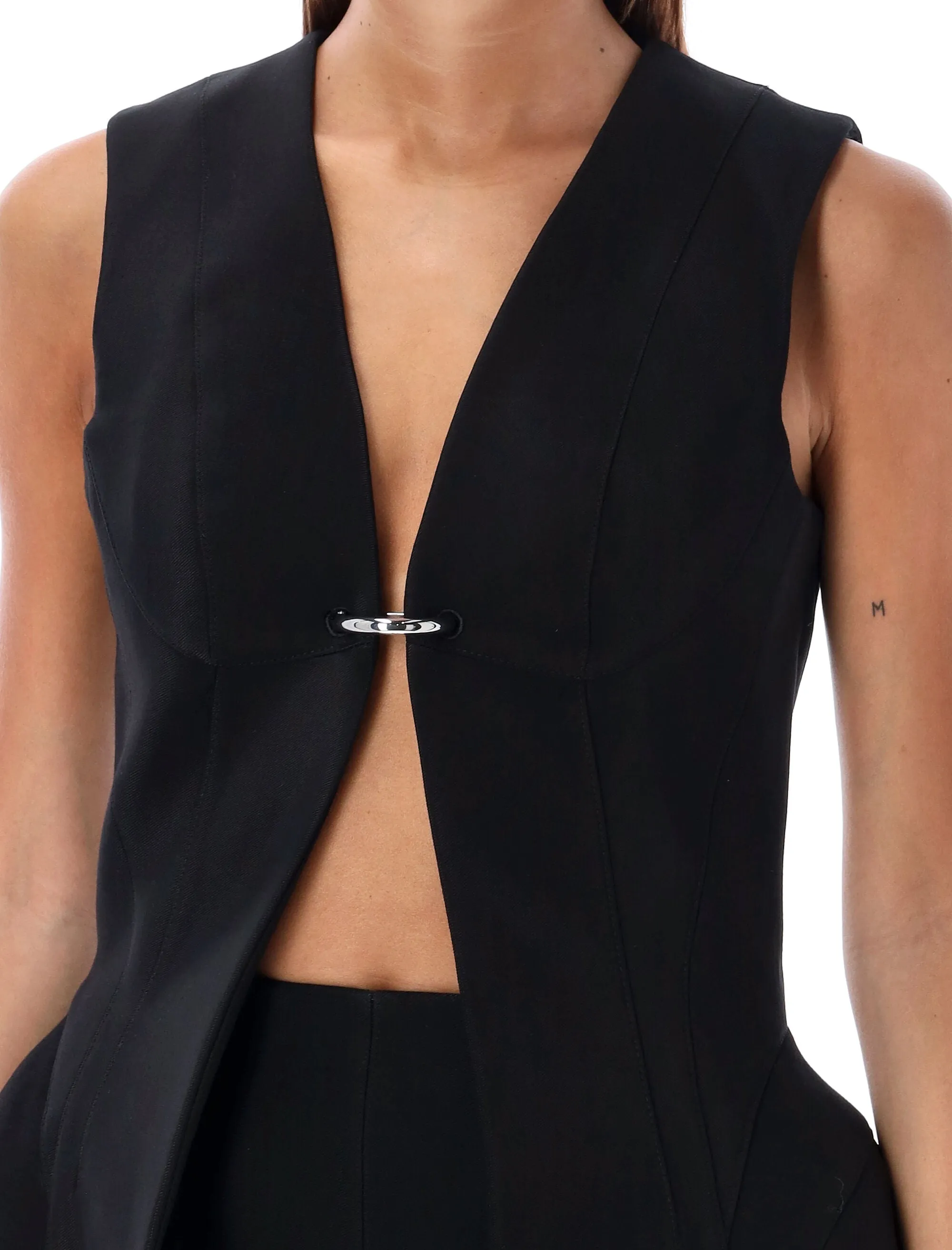 MUGLER Sleek Sleeveless V-Neck Vest