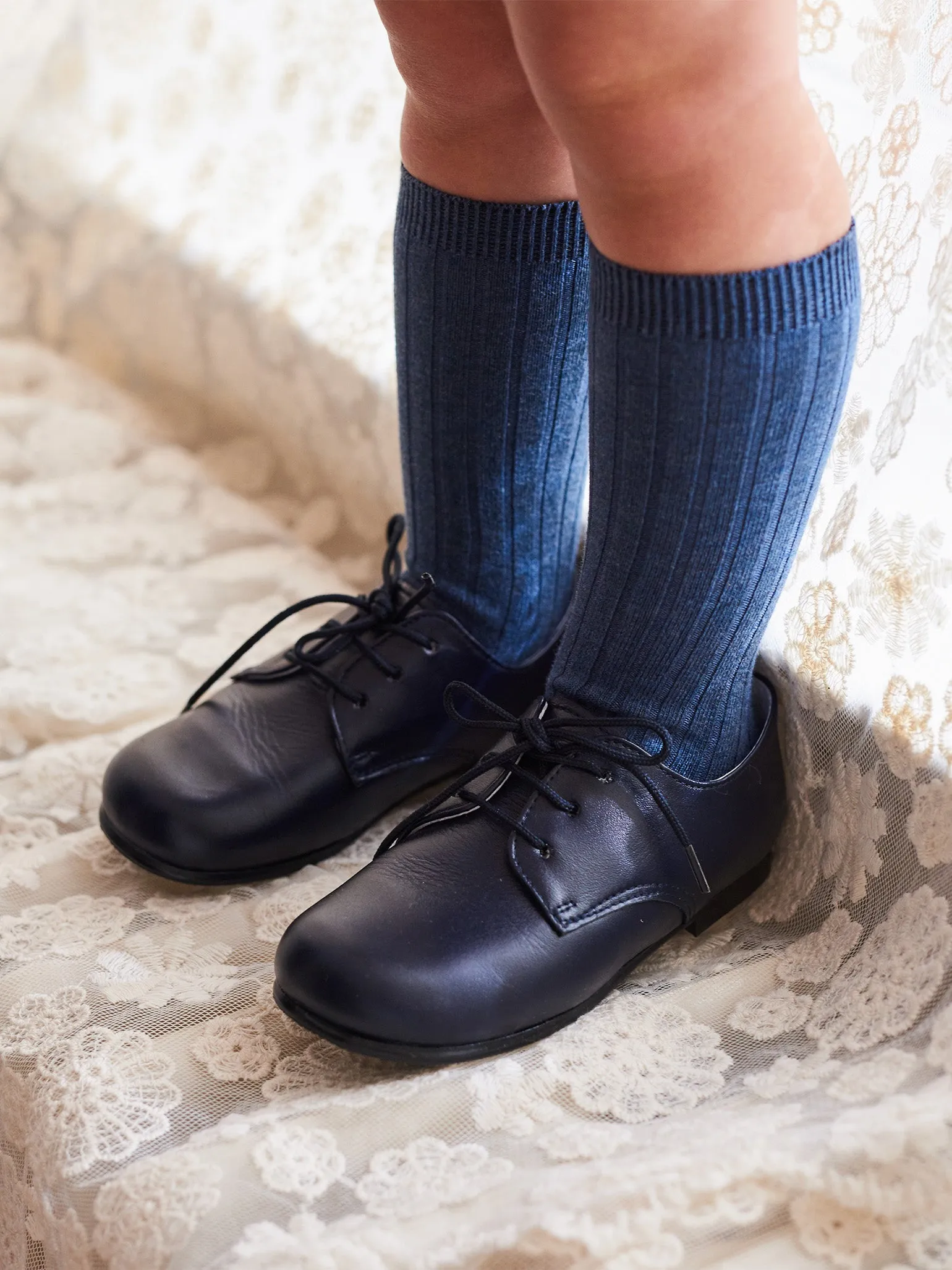 Navy Leather Toddler Inglesito Ceremony Shoes