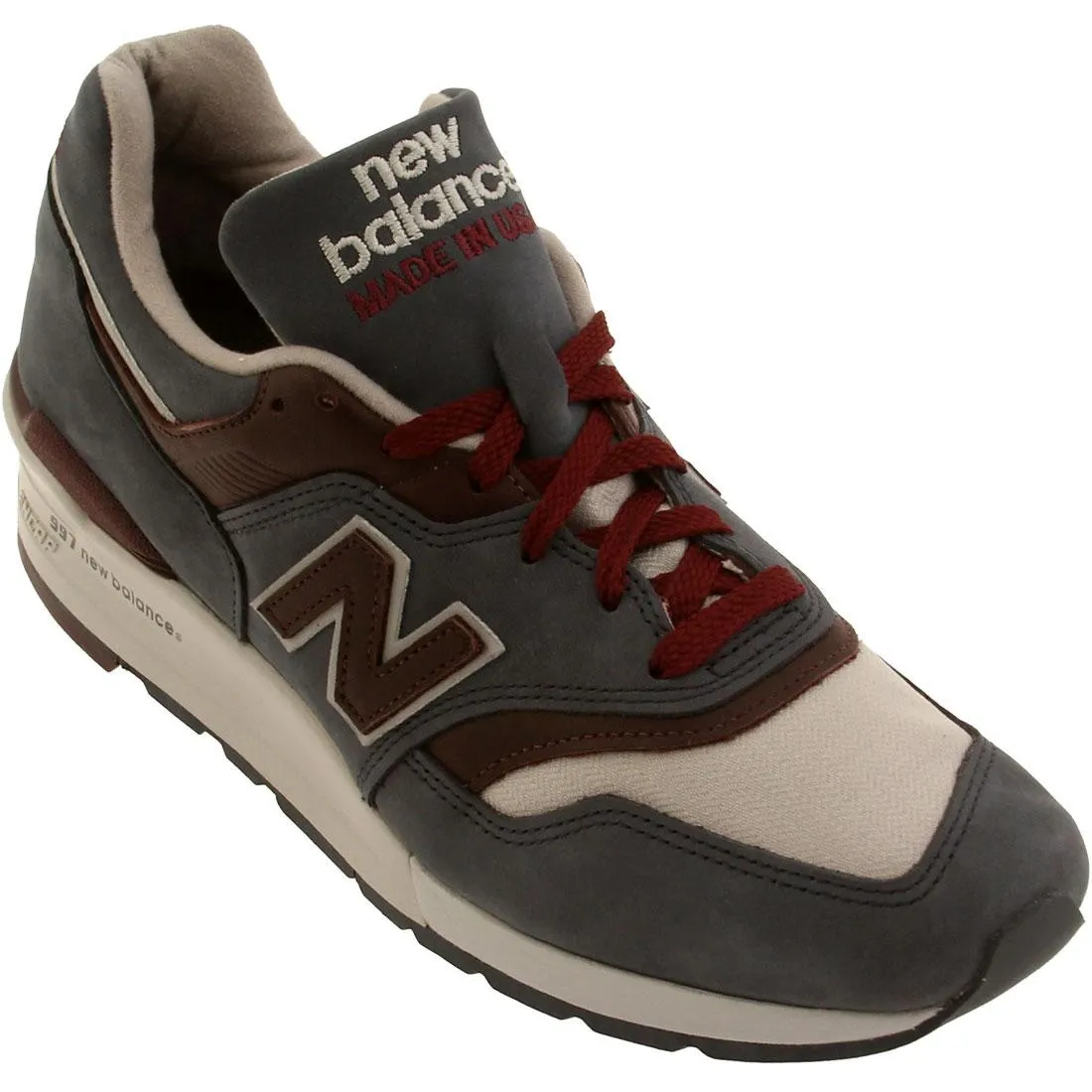 New Balance Men M997DGM - Made In USA - Horween Leather (gray / maroon)