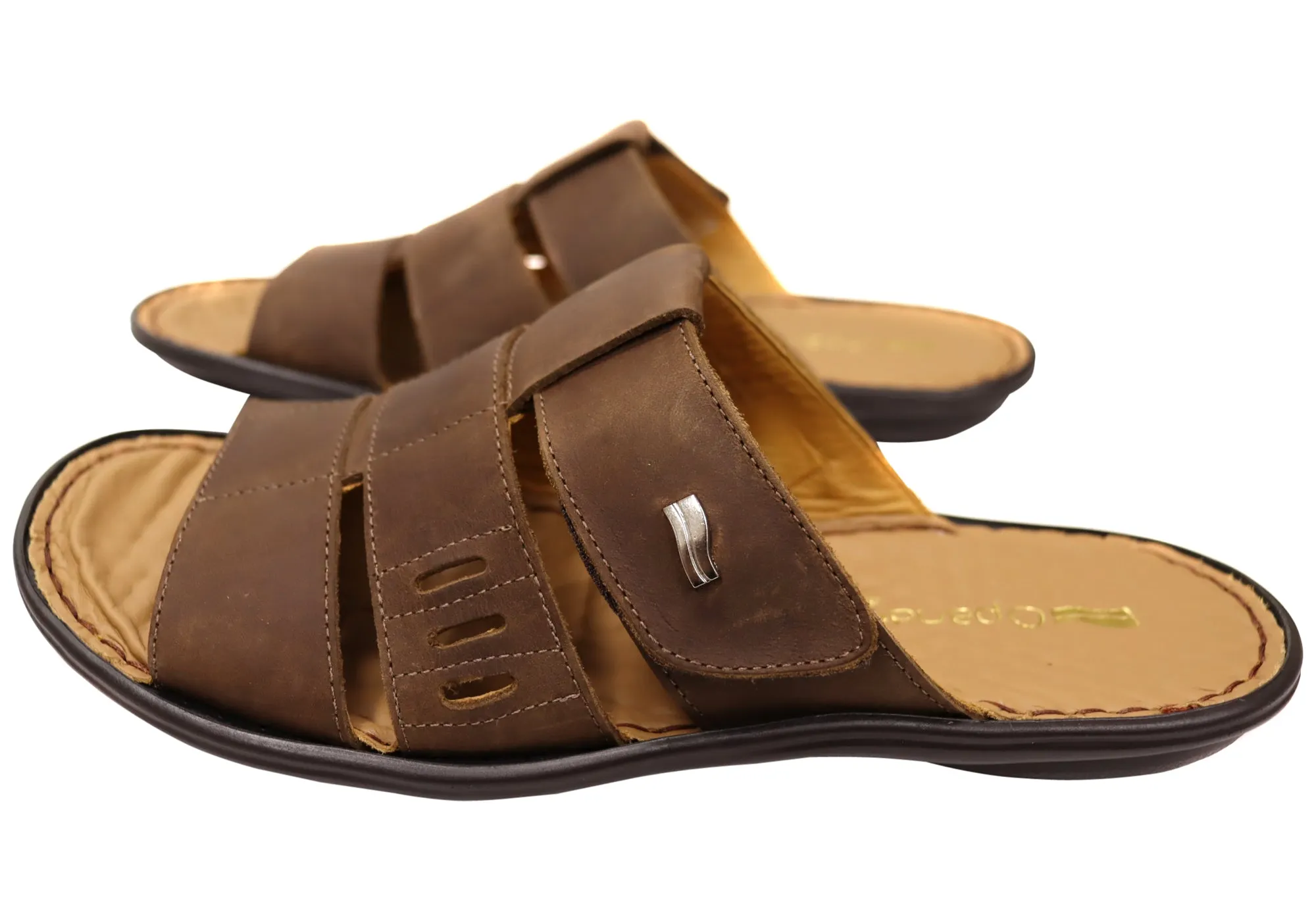 Opananken Andrew Mens Comfortable Brazilian Leather Slide Sandals