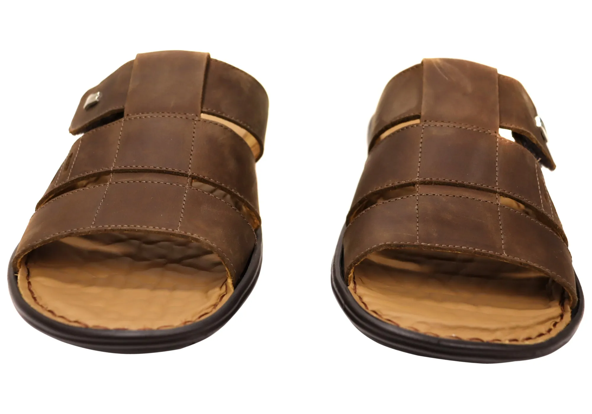 Opananken Andrew Mens Comfortable Brazilian Leather Slide Sandals