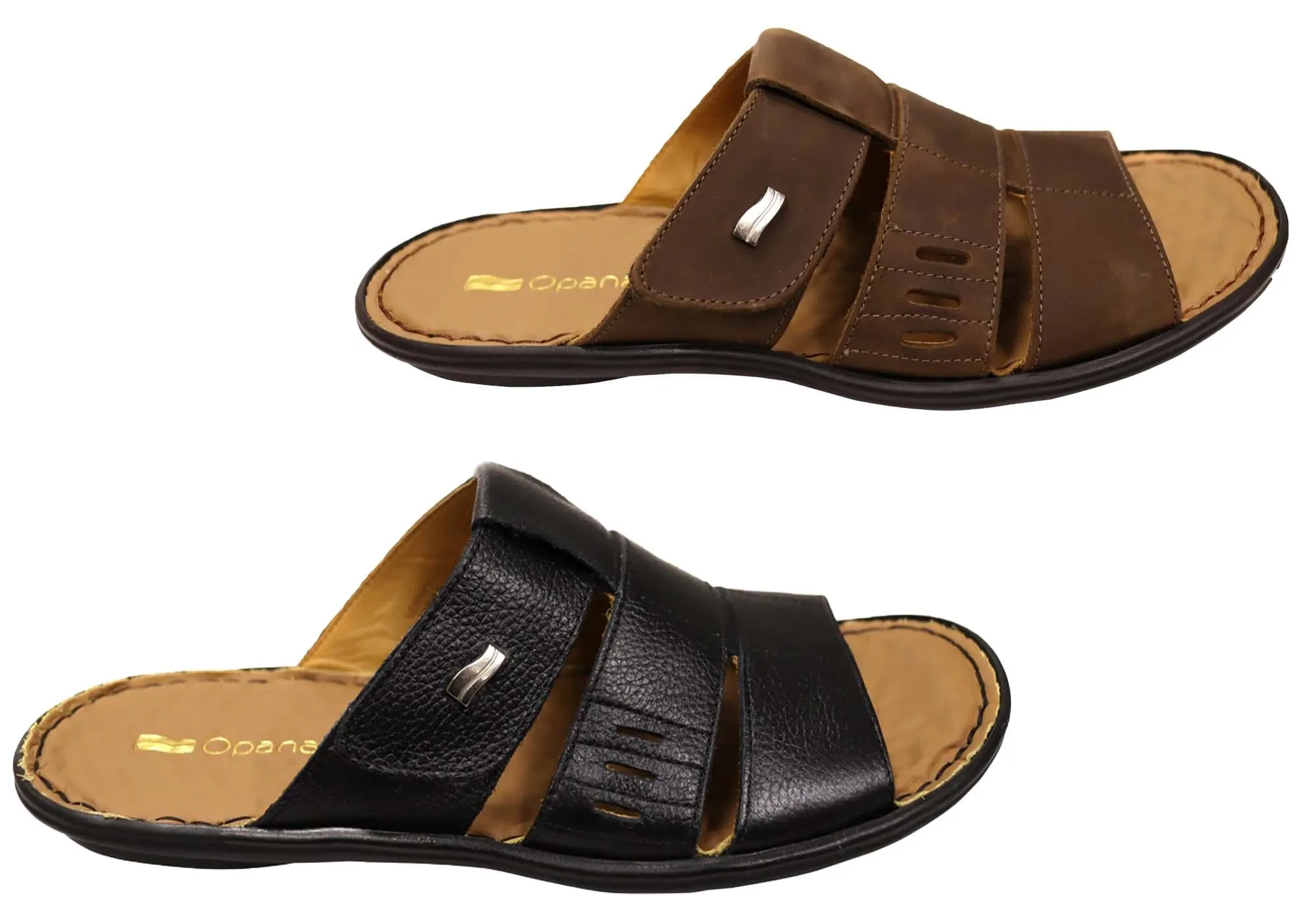 Opananken Andrew Mens Comfortable Brazilian Leather Slide Sandals