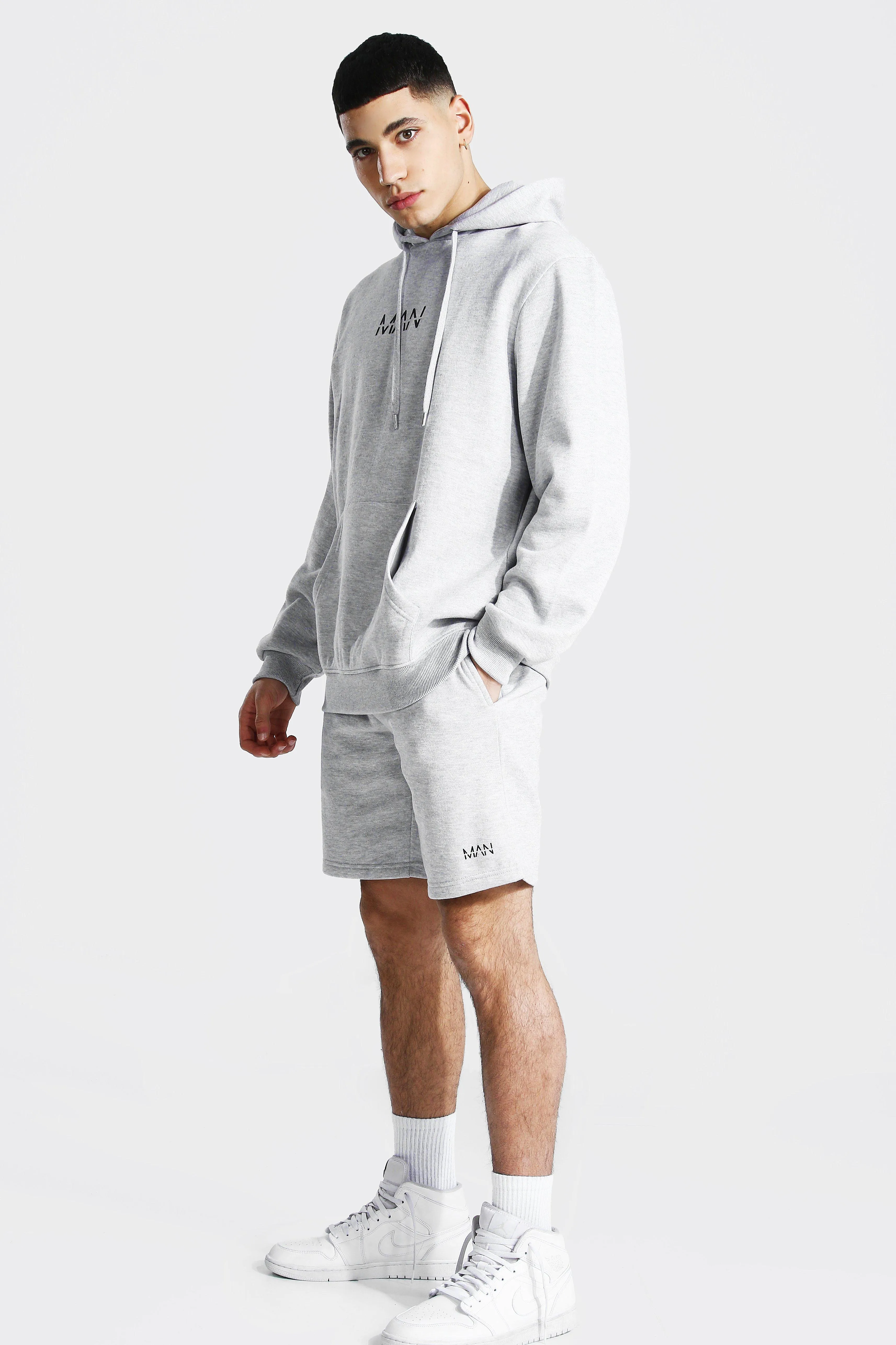 Original Man Short Hooded Tracksuit | boohooMAN UK