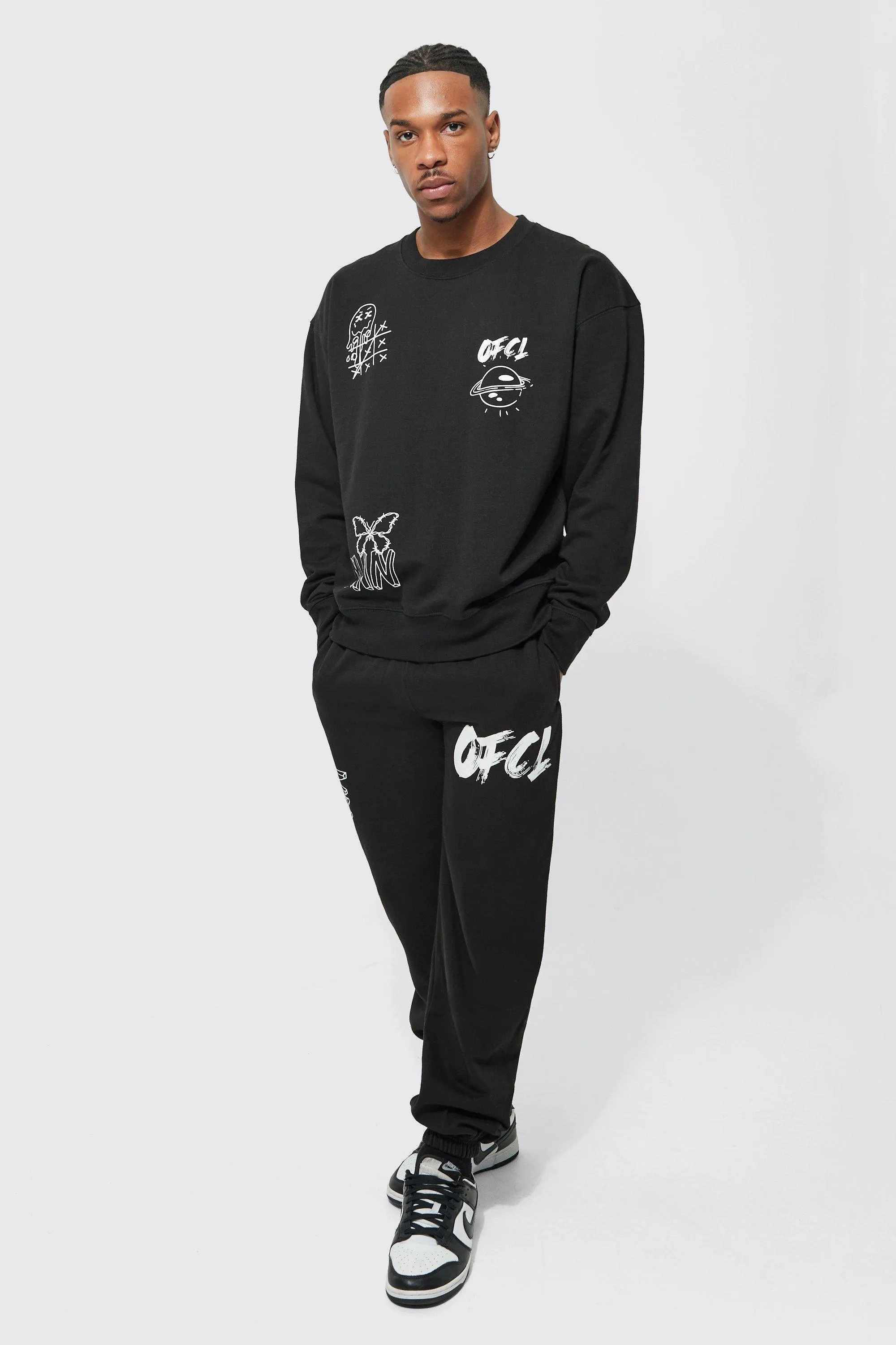 Oversized Ofcl Graffiti Sweatshirt Tracksuit