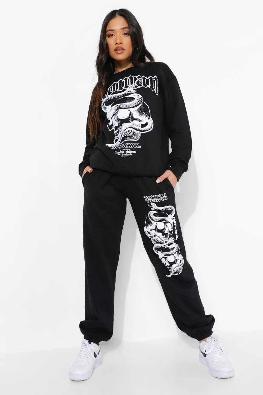 Petite Snake Print Sweat Tracksuit