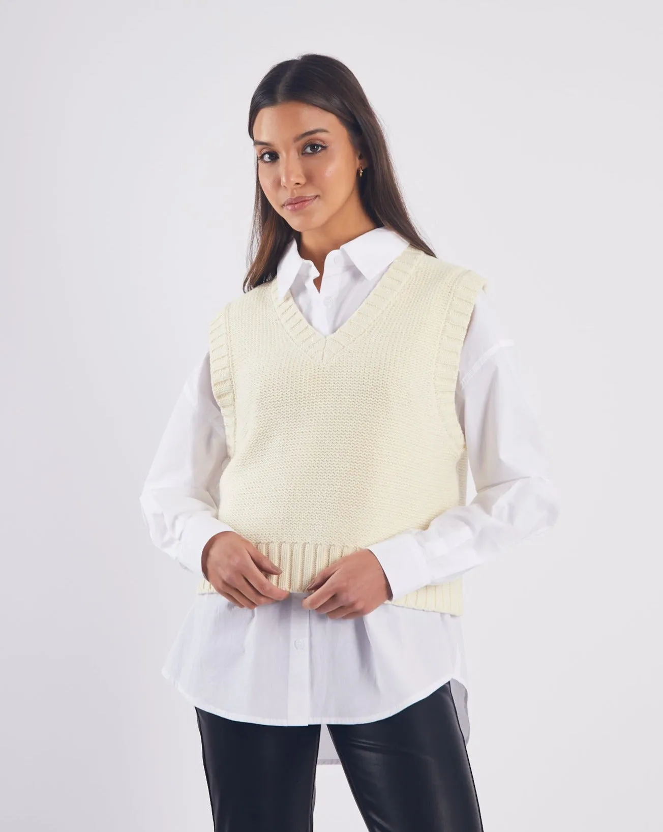 Philippa Knit Vest Ivory