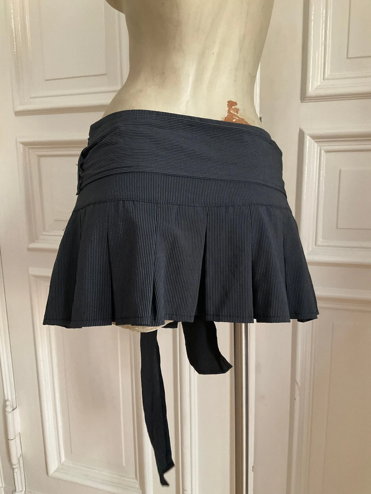       Pinstriped micro skirt    