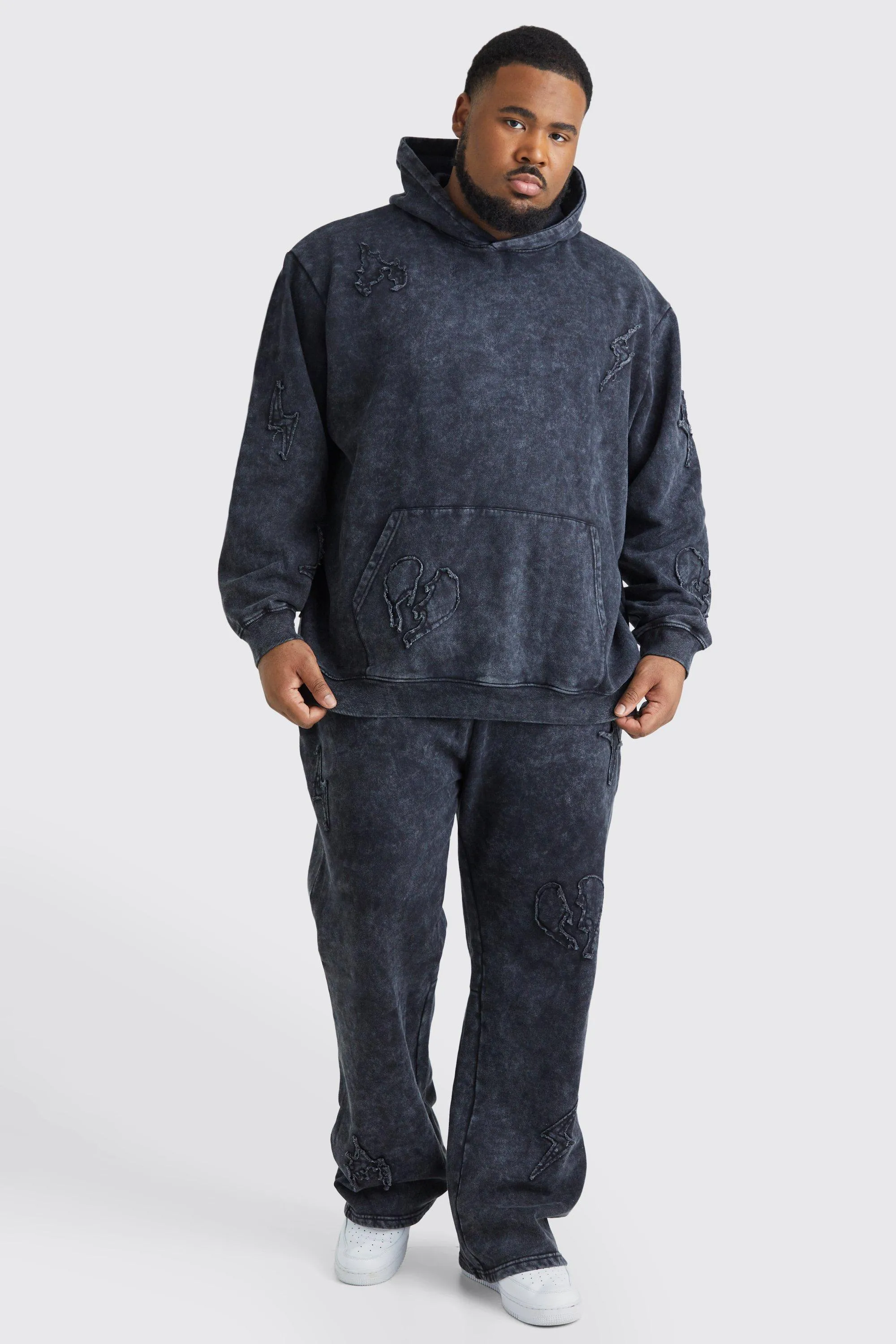 Plus Oversized Applique Wash Gusset Tracksuit