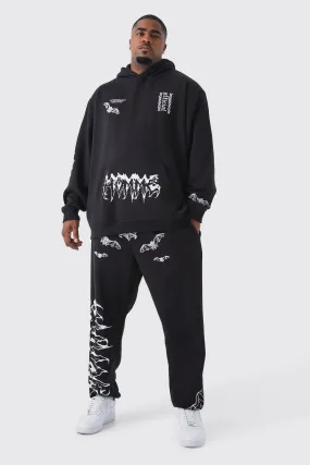 Plus Oversized Multi Printed Tracksuit | boohooMAN UK