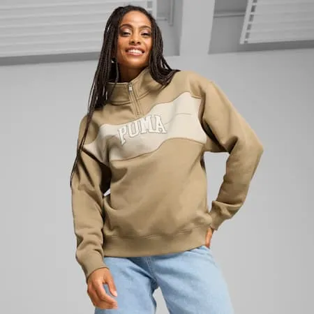 PUMA SQUAD Women's Quarter-Zip Hoodie | Oak Branch | PUMA Exclusion List | PUMA 