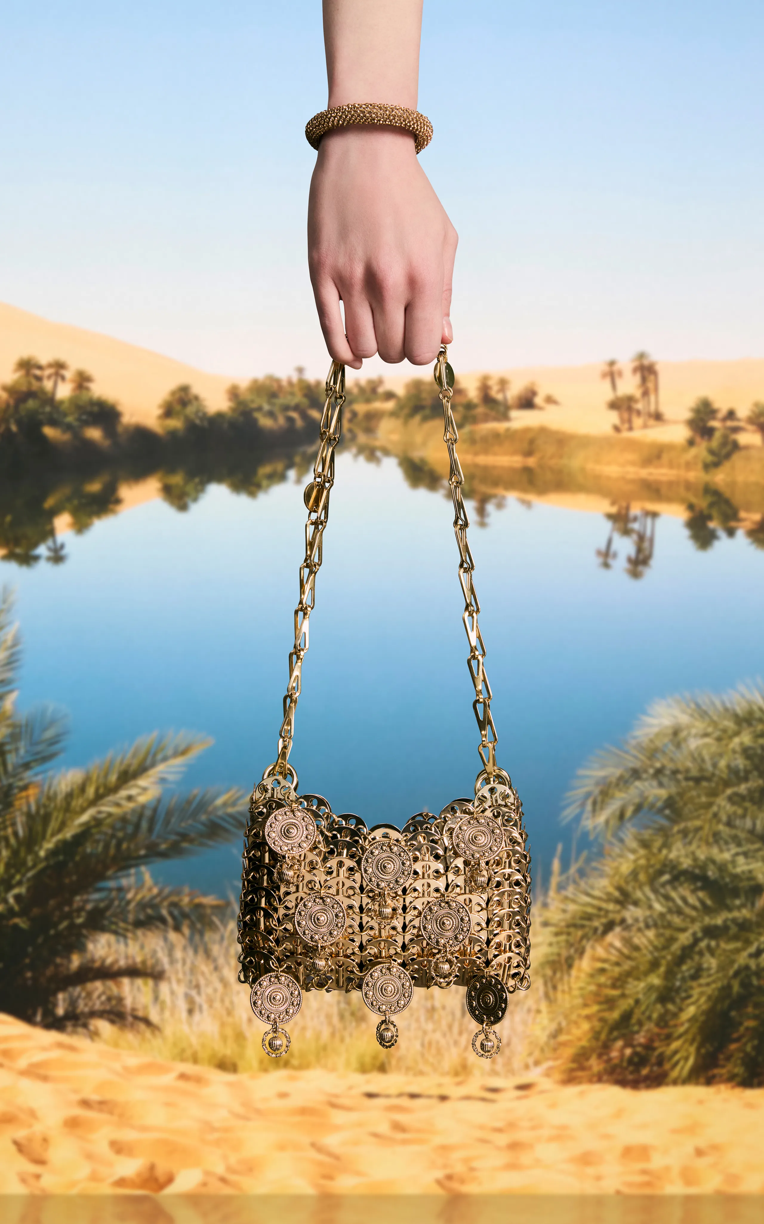 Rabanne Medallion-Embellished Gold-Tone Shoulder Bag