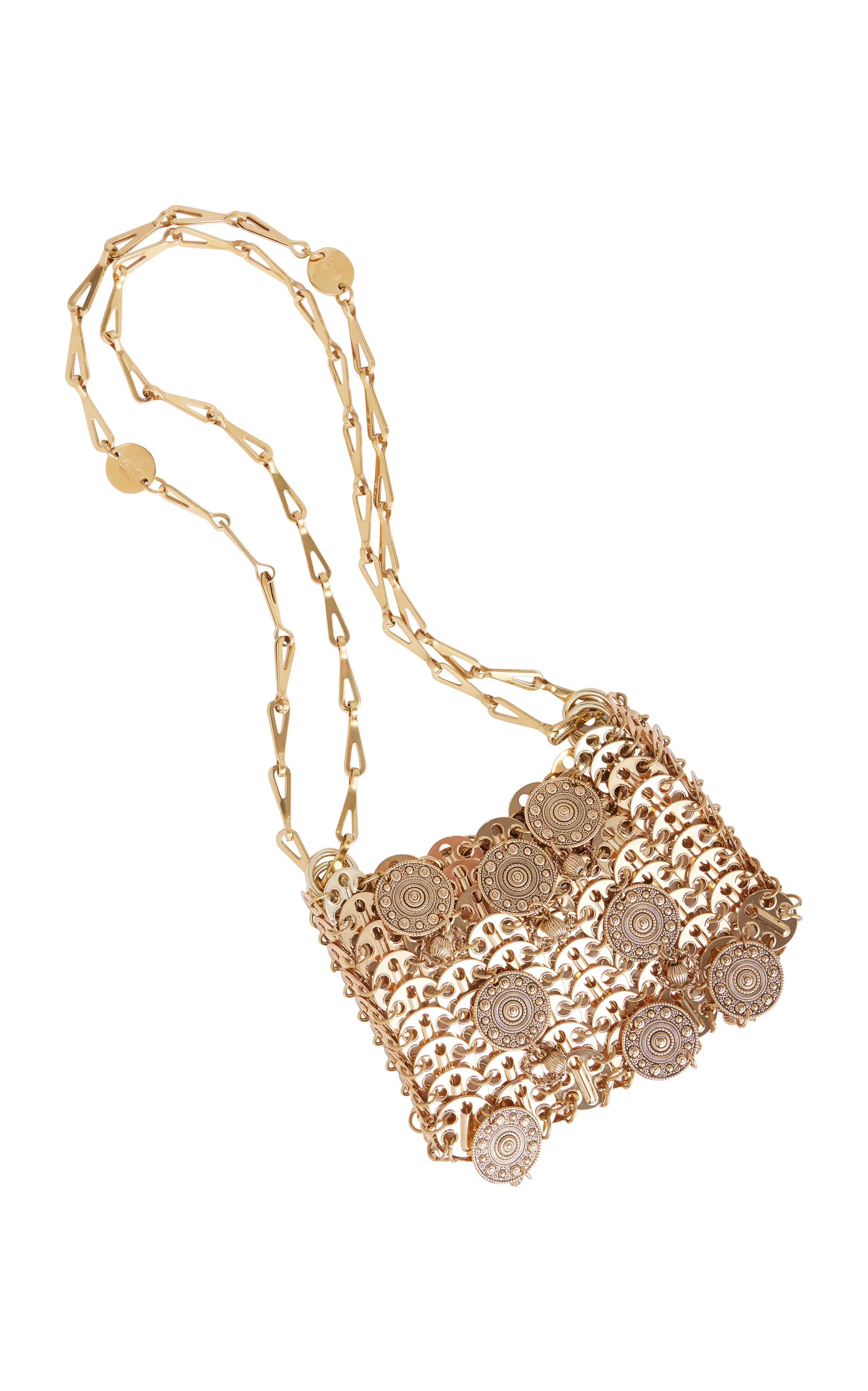 Rabanne Medallion-Embellished Gold-Tone Shoulder Bag