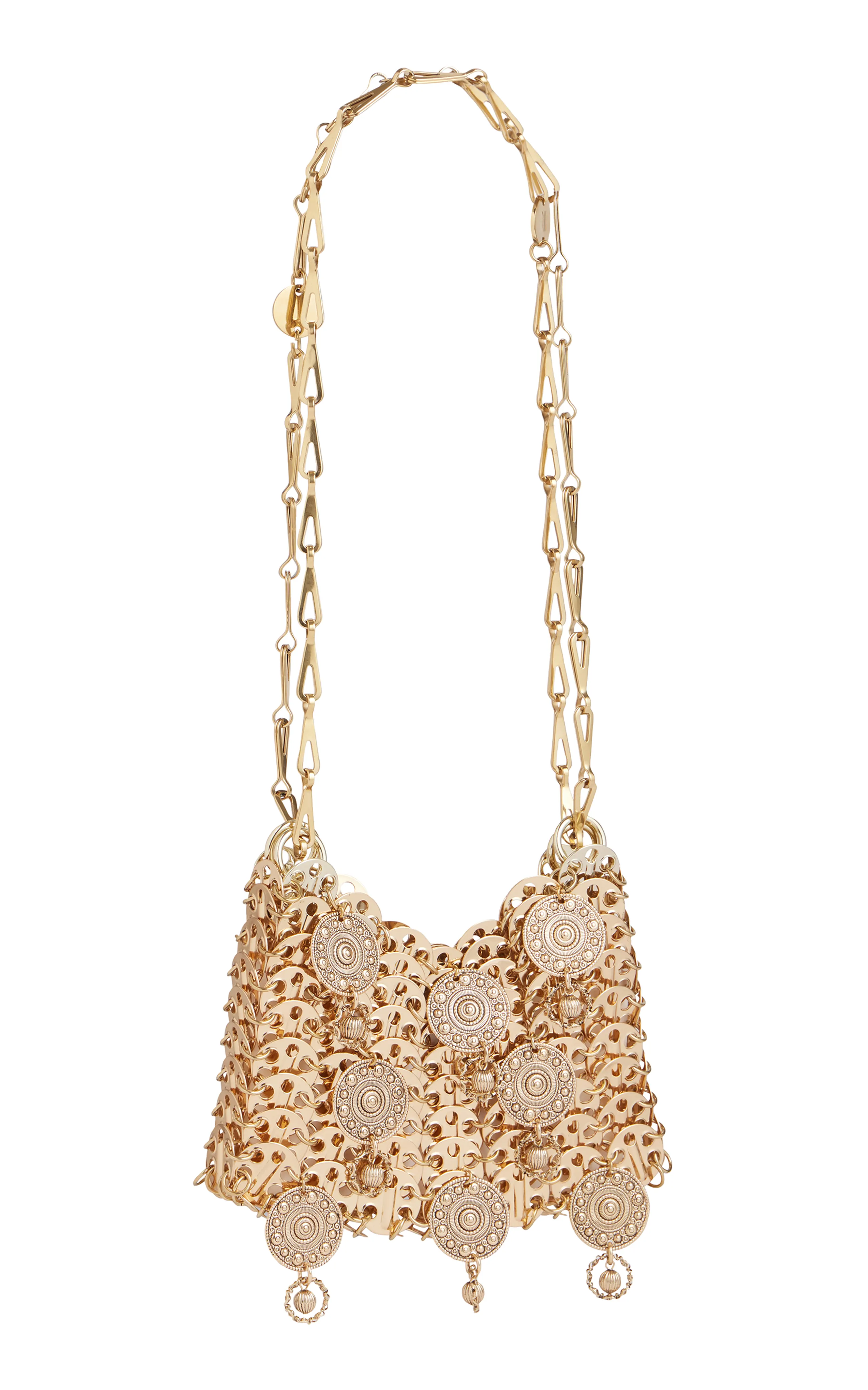 Rabanne Medallion-Embellished Gold-Tone Shoulder Bag