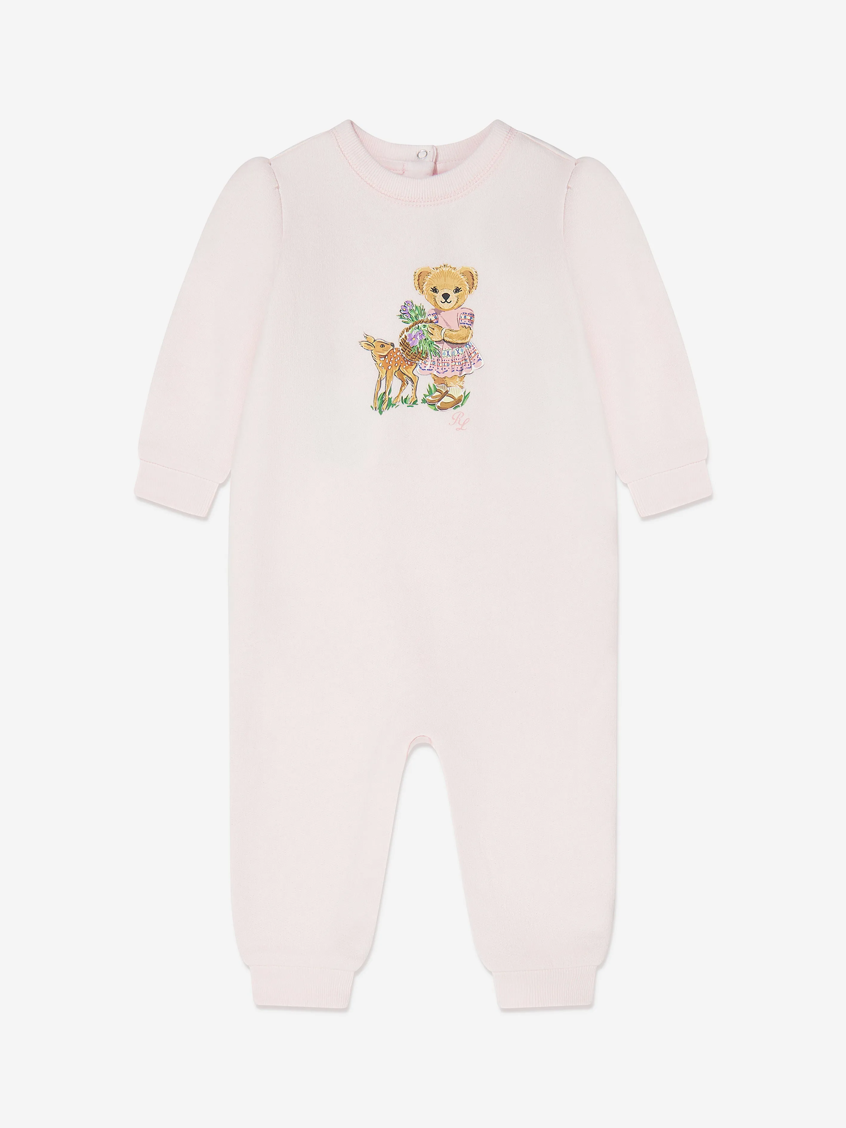 Ralph Lauren Baby Girls Bear Romper in Pink